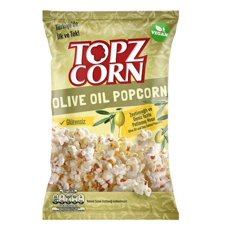 Topzcorn Zeytinyağlı & Deniz Tuzlu Glütensiz Popcorn 110 G