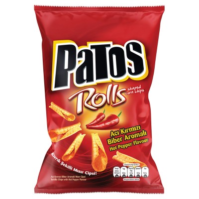 Patos Rolls Acı Kırmızı Biber Aromalı Mısır Cipsi 195 G