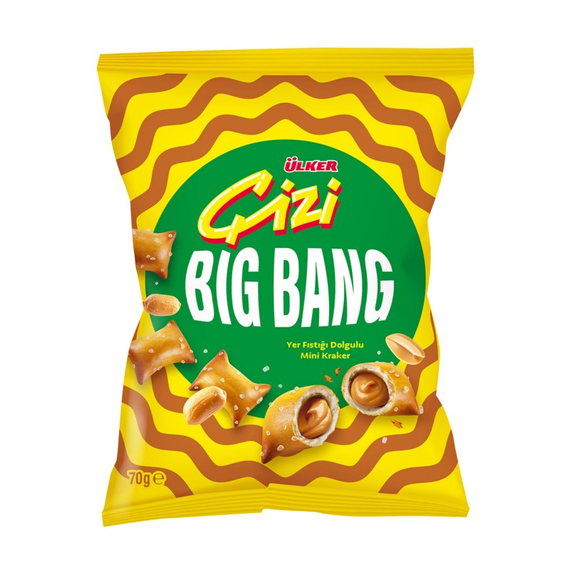 Ülker Çizi Bigbang Yer Fıstığı Dolgulu Mini Kraker 70 G