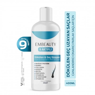 Embeauty Kolajen Ve Keratin Saç Dökülmesine Karşı Hızlı Sac Uzatan Dolgunlaştırıcı Onarıcı Besleyici Şampuan 400 Ml