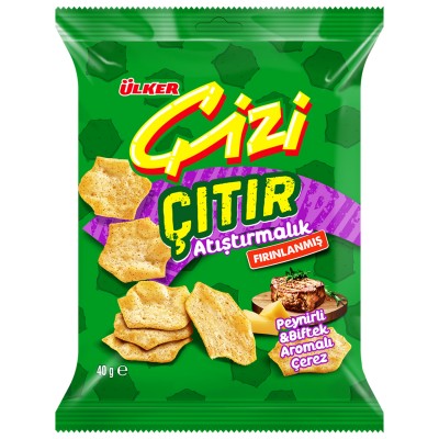 Ülker Çizi ÇıtırPeynirli & Biftek Aromalı Kraker 40 Gr