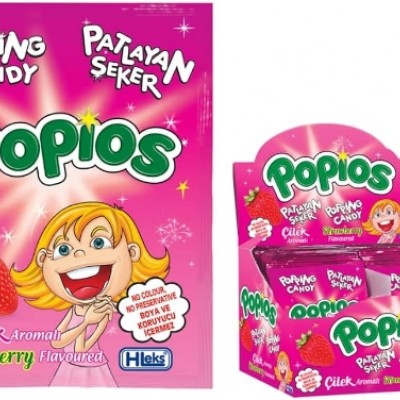 Hleks Popios Candy Çilek Aromalı Patlayan Şeker 4 G
