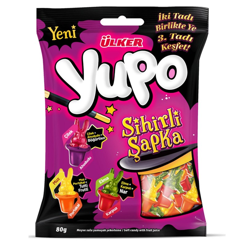 Ülker Yupo Sihirli Şapka Meyve Aromalı Yumuşak Şekerleme 80 G