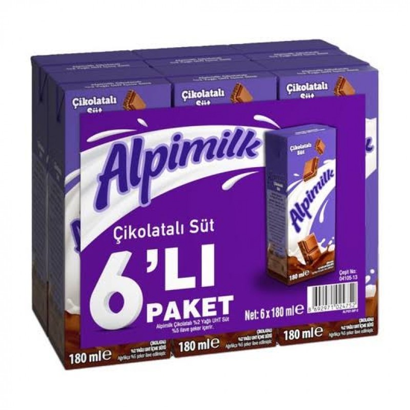 Alpimilk Süt Aromalı Çikolatalı 180 Ml ( 6 Adet )